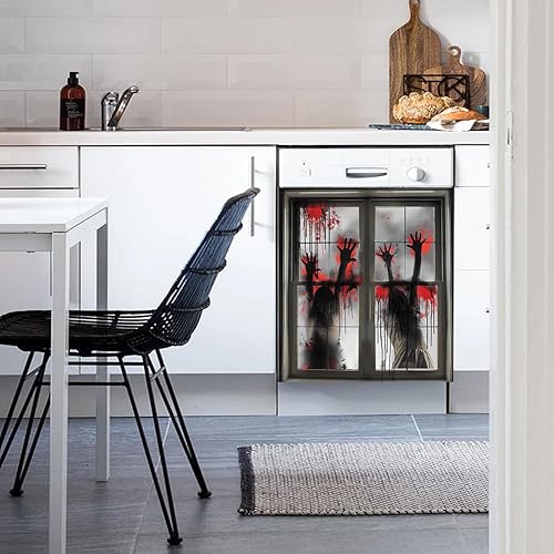 Miniatura 4 de Decoración de Halloween para el hogar, manos de zombi aterradoras, cubierta magnética para lavavajillas, esqueleto de fantasma, puerta de nevera,