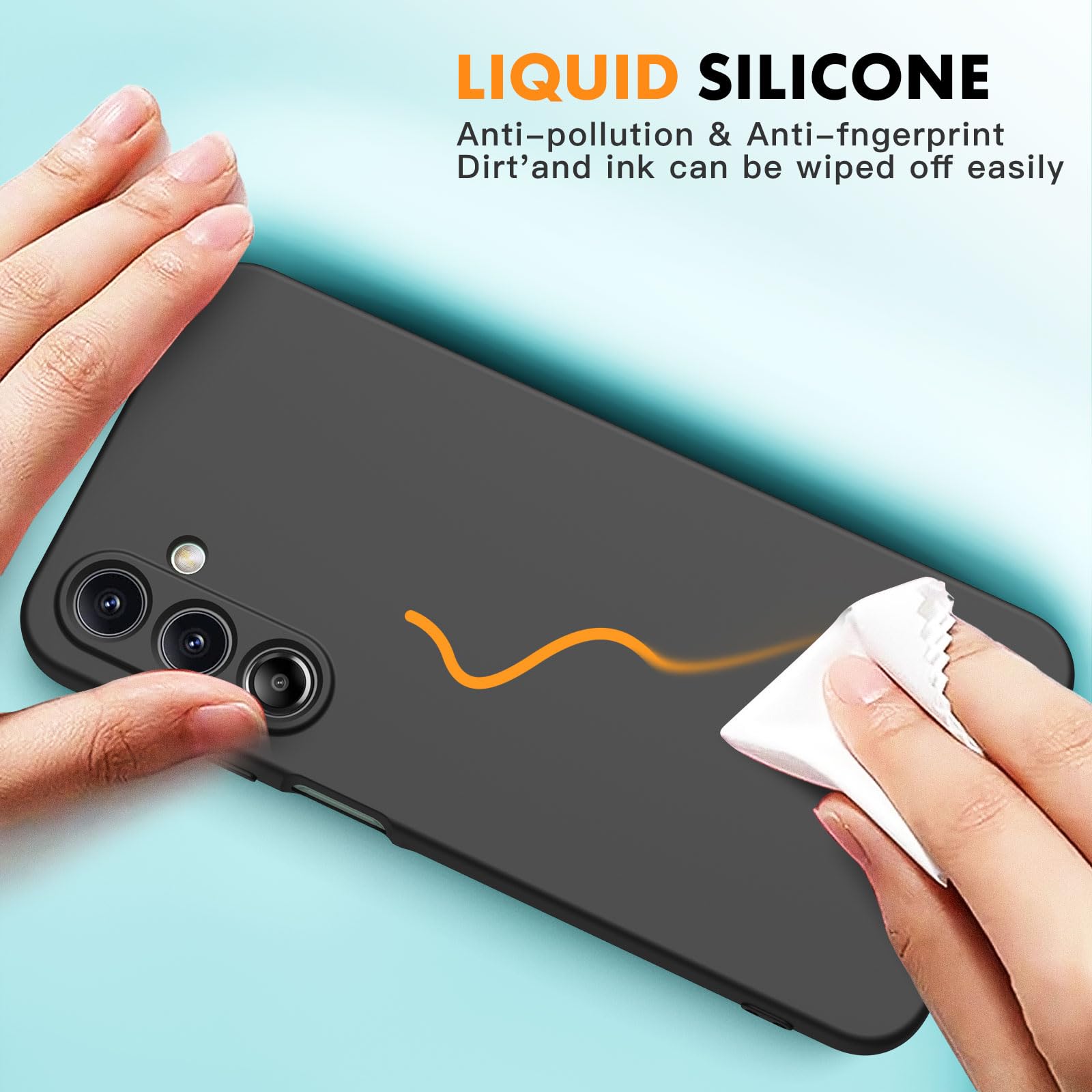 Vansdon Cover Compatibile con Samsung Galaxy A16 4G/5G, 2 Pellicola Protettiva in Vetro Temperato, Gomma Gel di Silicone Liquida Antiurto Custodia - Nero