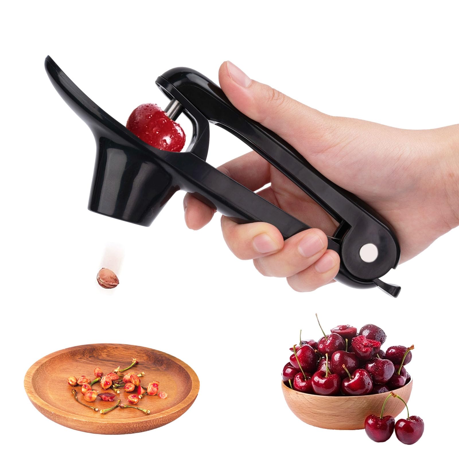 LEPCY Cherry Pitter Tool, Dishwasher Safe and Durable Pit Remover with Retractable Design. One-hand Operation Makes the Pitting Simple and Fast. Also Works as Olive Pitter Tool. Color of Black