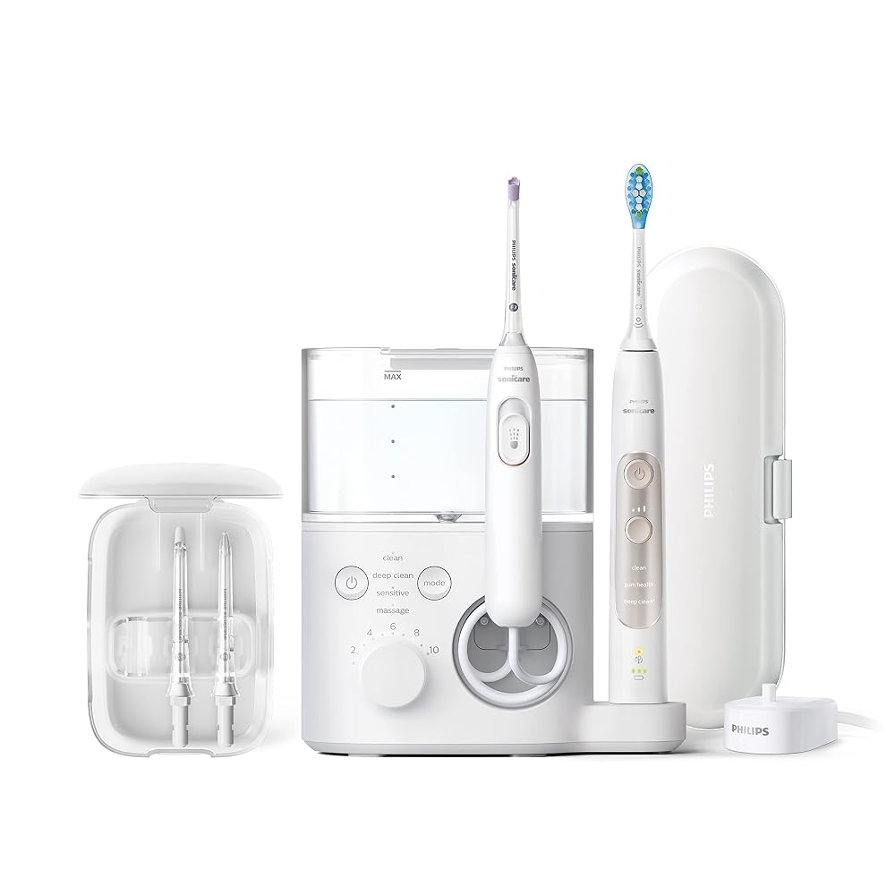 Philips Sonicare Countertop Power Flosser & Toothbrush System 7000, White