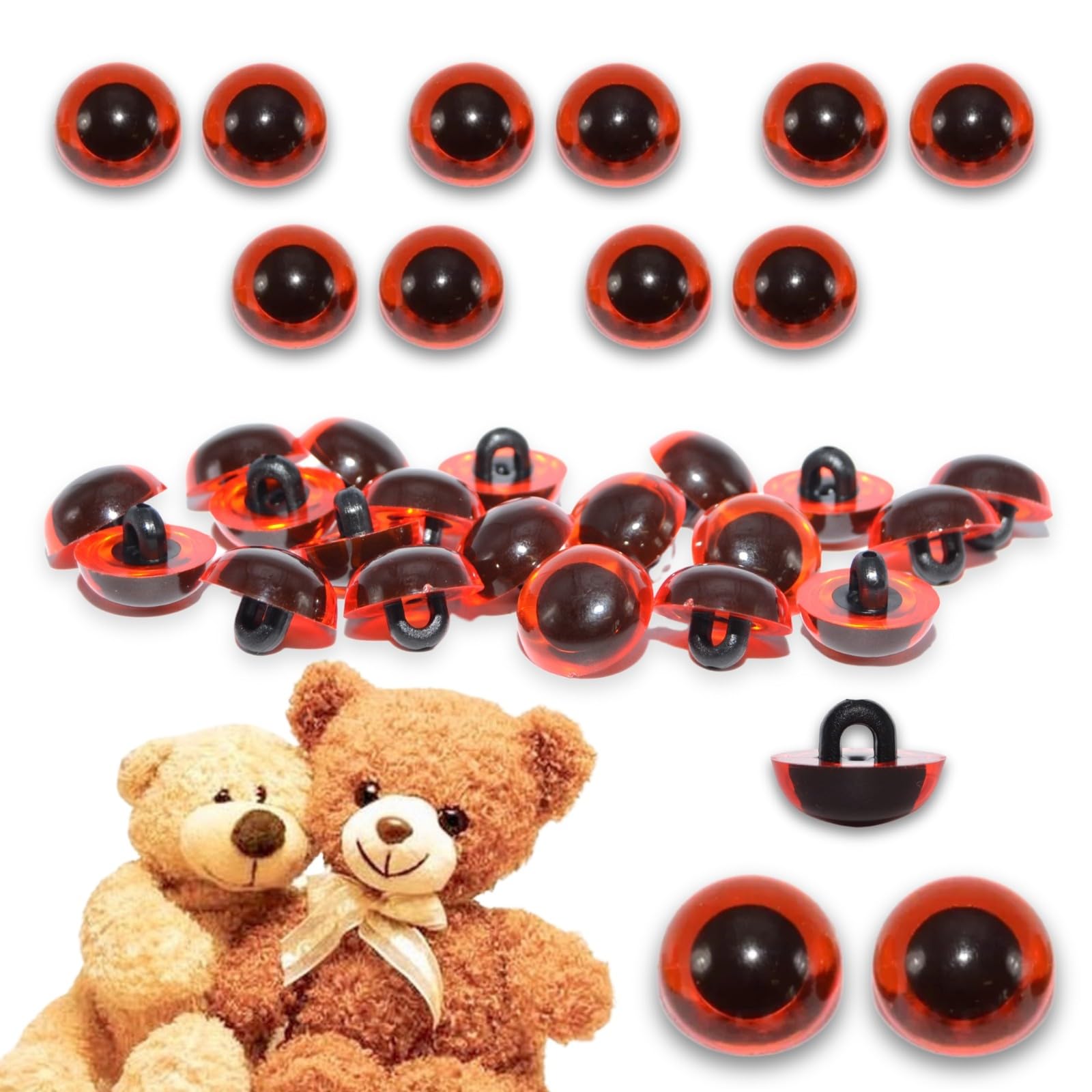 celloexpress 24mm Amber Sew On Eyes - 5 Pairs - Half Round Button Eyes for Teddy Bear Animal Soft Toy Making โ image 1