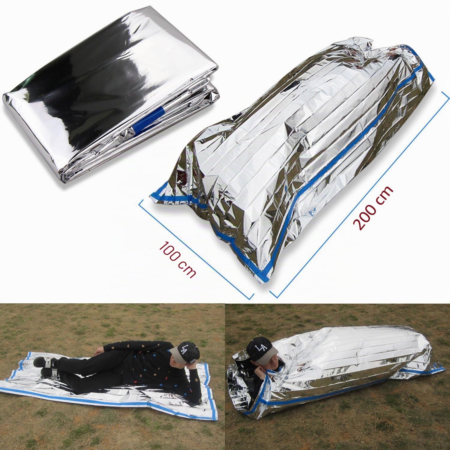 3 en 1 Emergencia Supervivencia Manta para Tienda de campaña Saco de Dormir, Wady Portatil Carpa Refugio De Campamento De Emergencia Plegable Supervivencia Al Aire Libre para Acampar