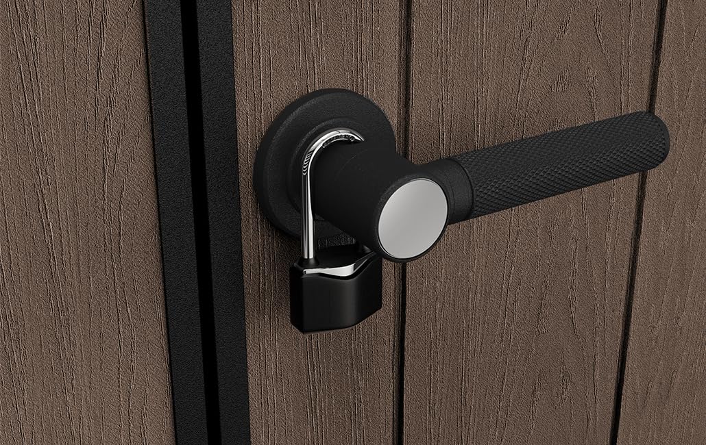 Keter Casetta da Giardino Newton 759/975, Effetto Legno Naturale, Porte e Finestre Orientabili, Marrone, 5,2 m², 230x287x246H cm