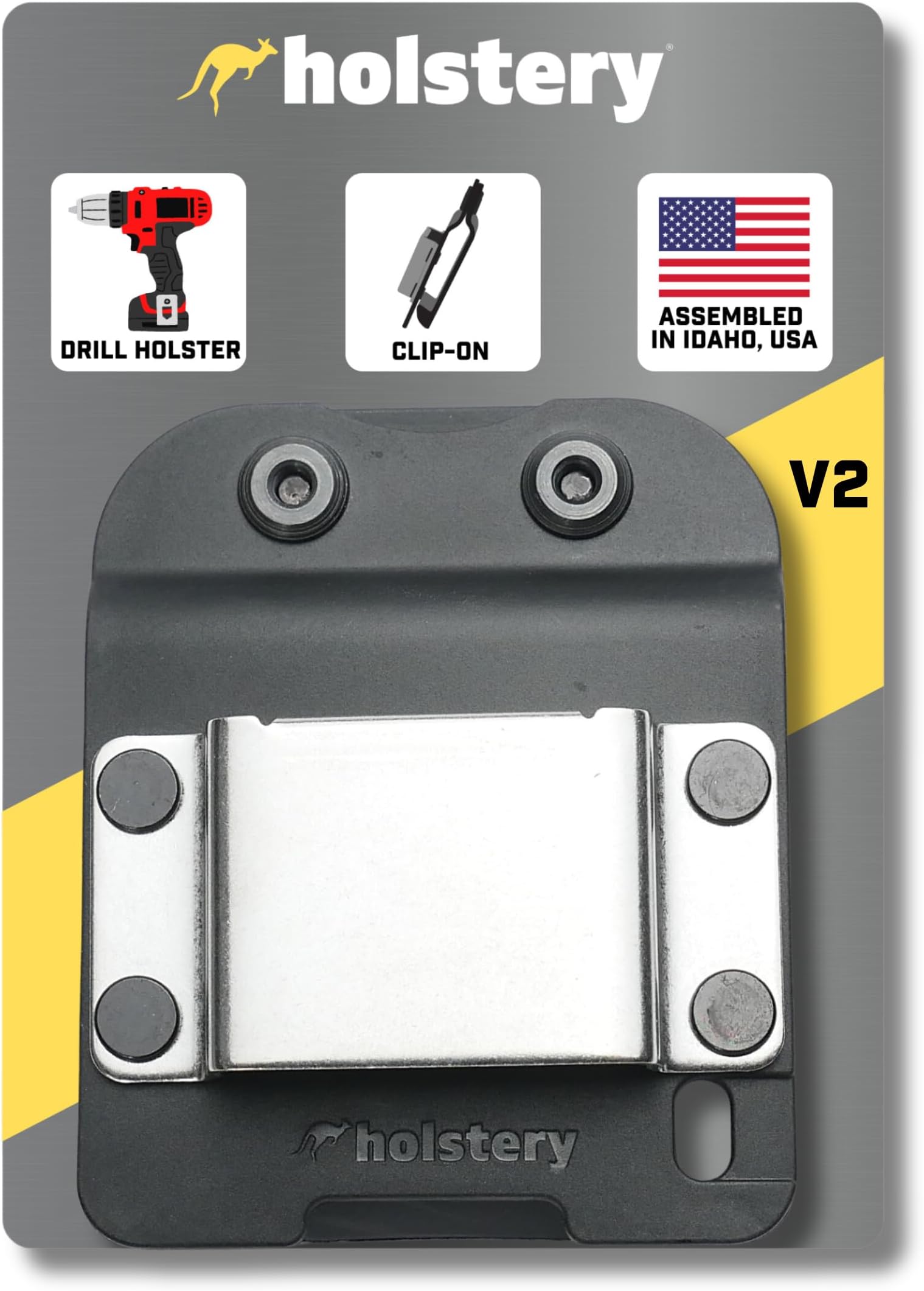 Holstery DriverMaster | Clip-On Tool Belt Drill Holder - Simple Hook Holster for Cordless Drill, Impact, Nailer, Tape Measure, or Any Tools with Hanger Clips