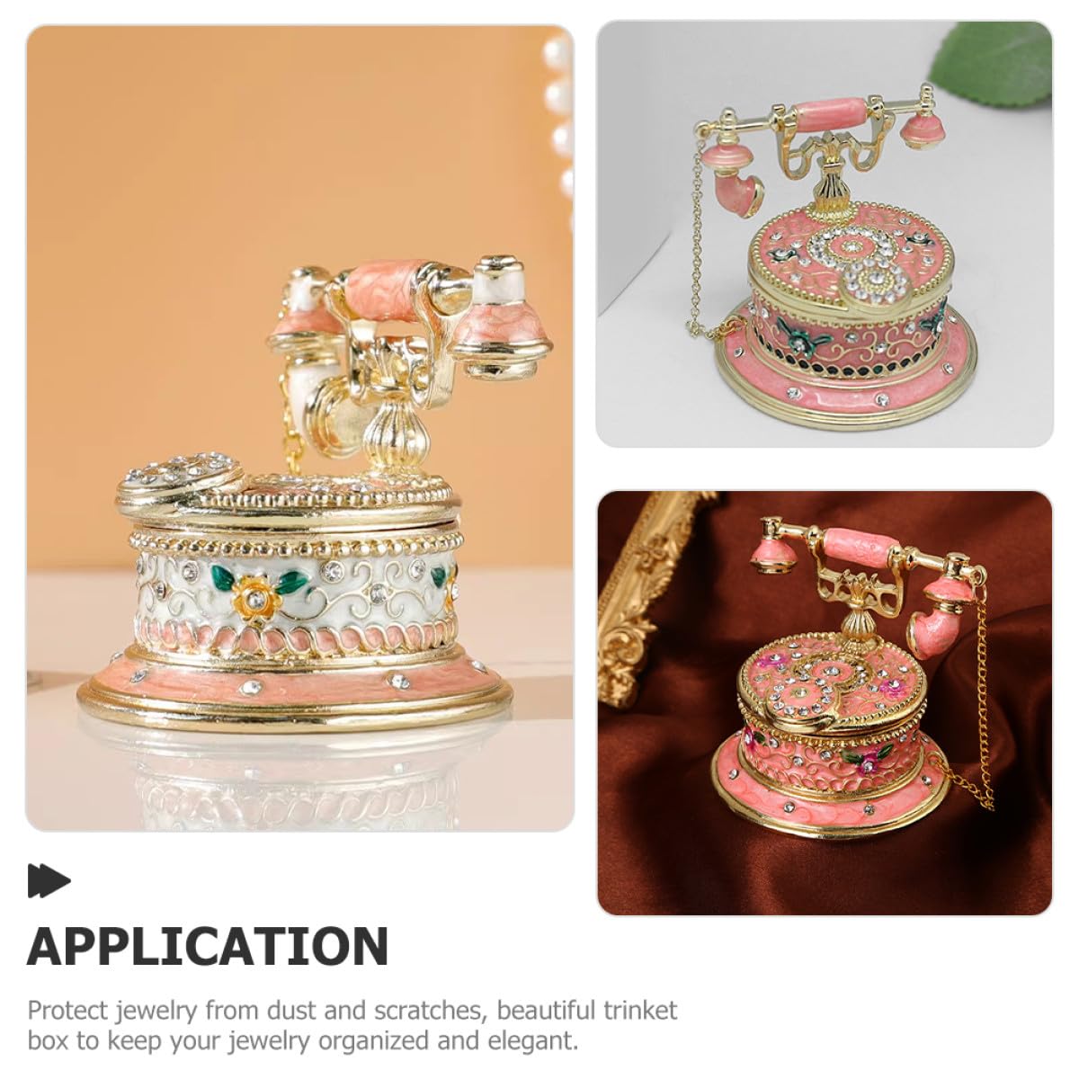 Schmuckkästchen Vintage in Telefonform aus Legierung mit Kreativem Design Dekorative Aufbewahrungsbox zur Schmuckaufbewahrung an Valentinstag und Muttertag