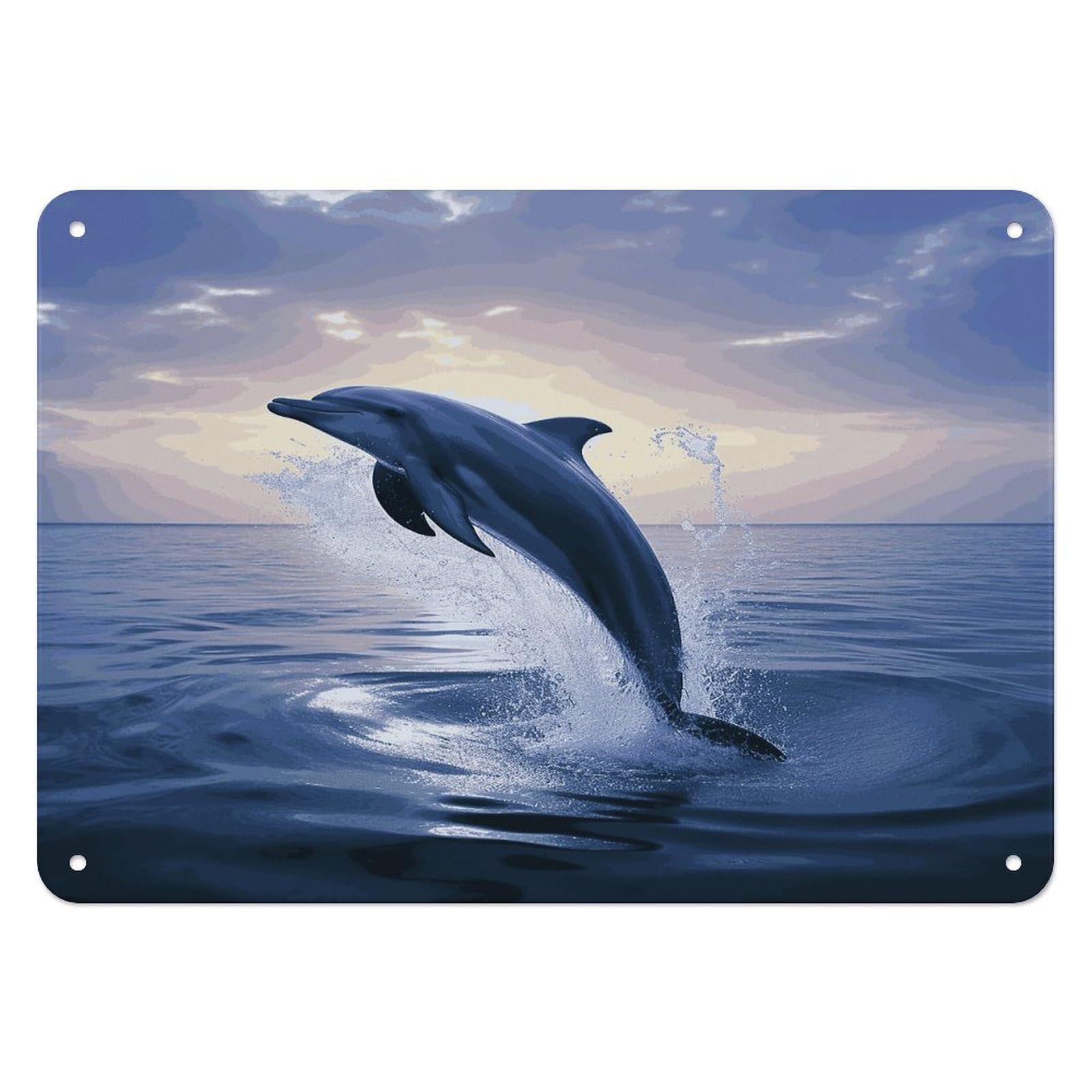 Fodpand Style Elegant Dolphin Retro Vintage Metal Tin Sign,Wall Art Decor Garden Plaque Poster For Bedrooms Yard Bars Pubs Patios Porches 7.9X5.5 Inch
