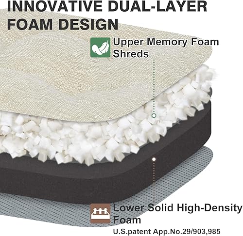 Miniatura 9 de Shinnwa Cojines para sillas de comedor, paquete de 4, cojines de asiento de cocina de espuma viscoelástica copetudos, almohadillas antideslizantes