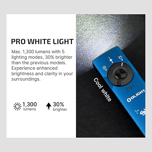 Vista 50 de OLIGHT Arkfeld Pro - Linterna plana recargable EDC con haz verde, combo de LED UV y blanco, luces de bolsillo portátiles de 1300 lúmenes, fuentes