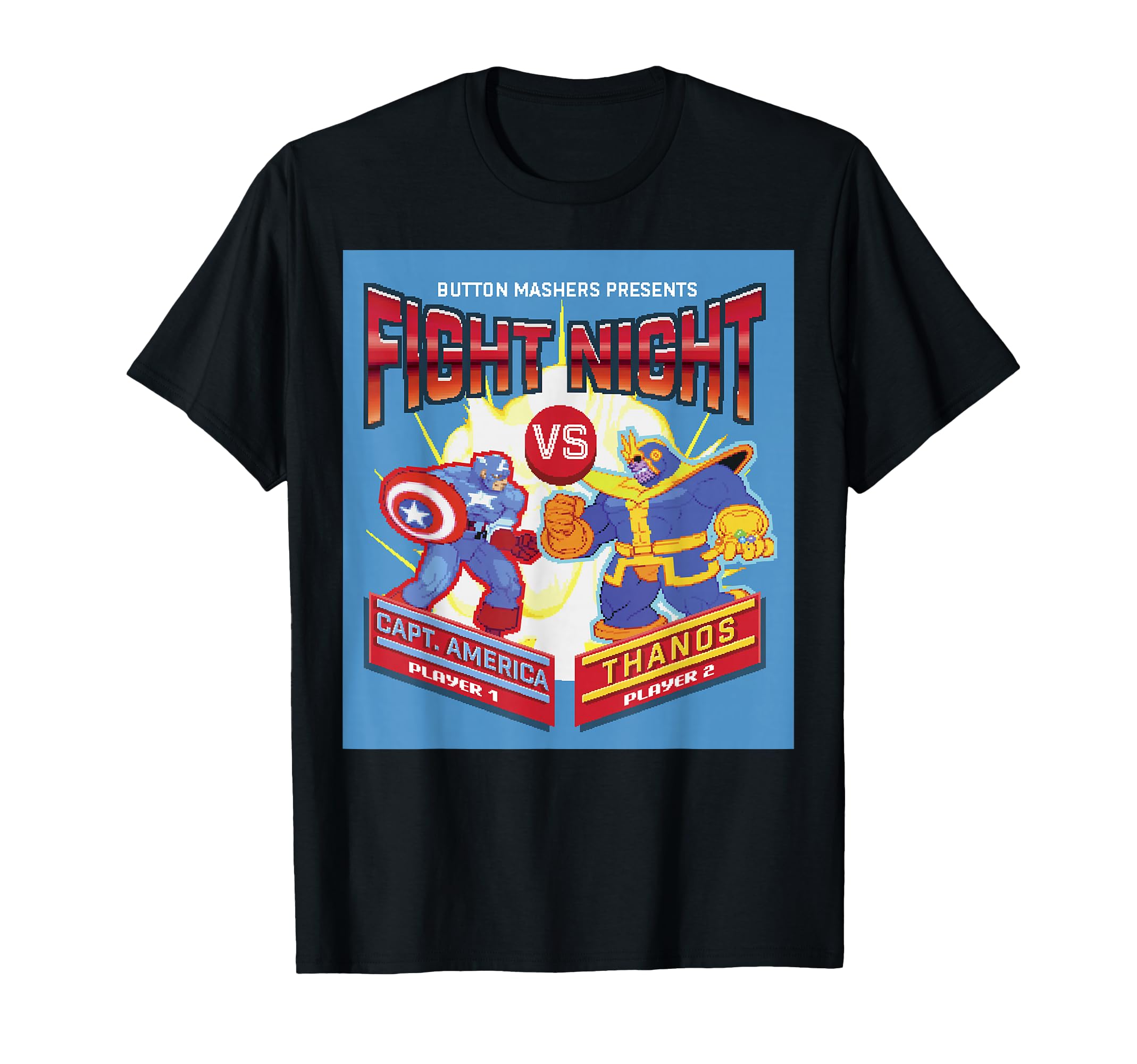 T-shirt Captain America VS Thanos Marvel coupe vintage tee shirt graphique de combat geek