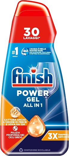 Finish Powergel Washing Gel Liquid Dishwasher, Multiaction, Anti-Odor, Pack of 30 Washes – 700 g
