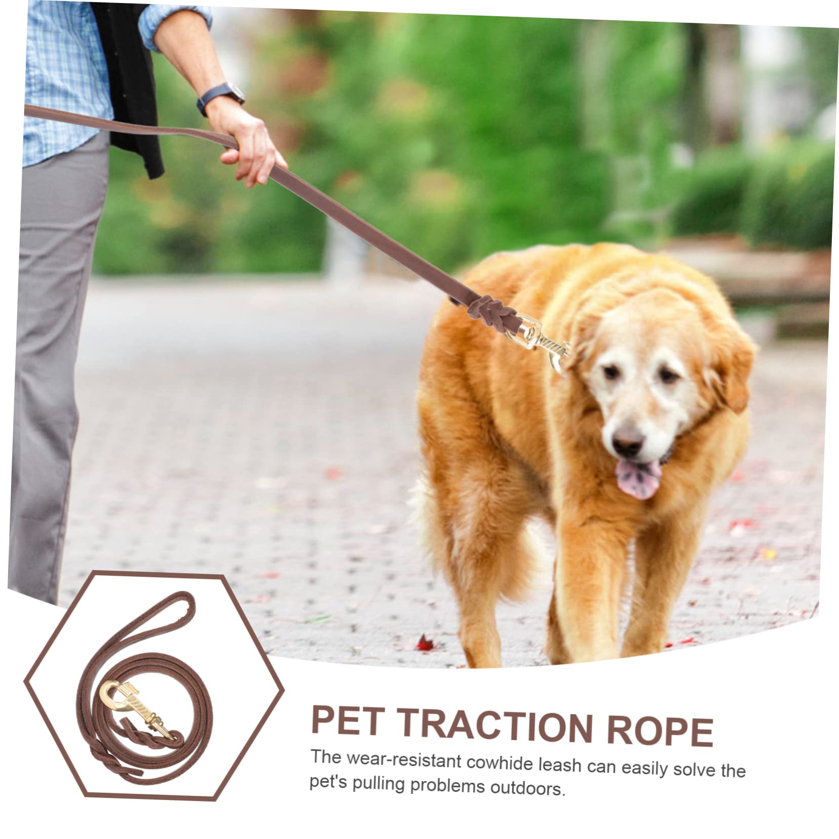 YARNOW 3pièces Laisse Cuir pour Chien Corde De Traction pour De Chien Couleur Marron avec pour De Moyenne à