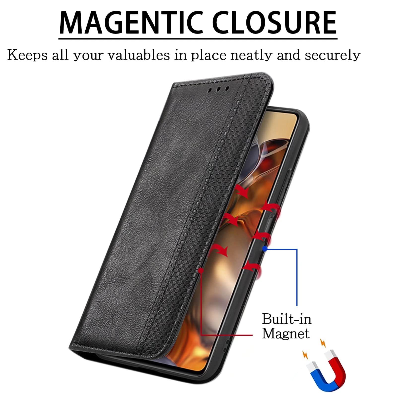 Custodia Magnetica ILING Per Redmi Note 11S 5G / Poco M4 Pro 5G | Portafoglio In Pelle Con Supporto E Slot Carte - 3