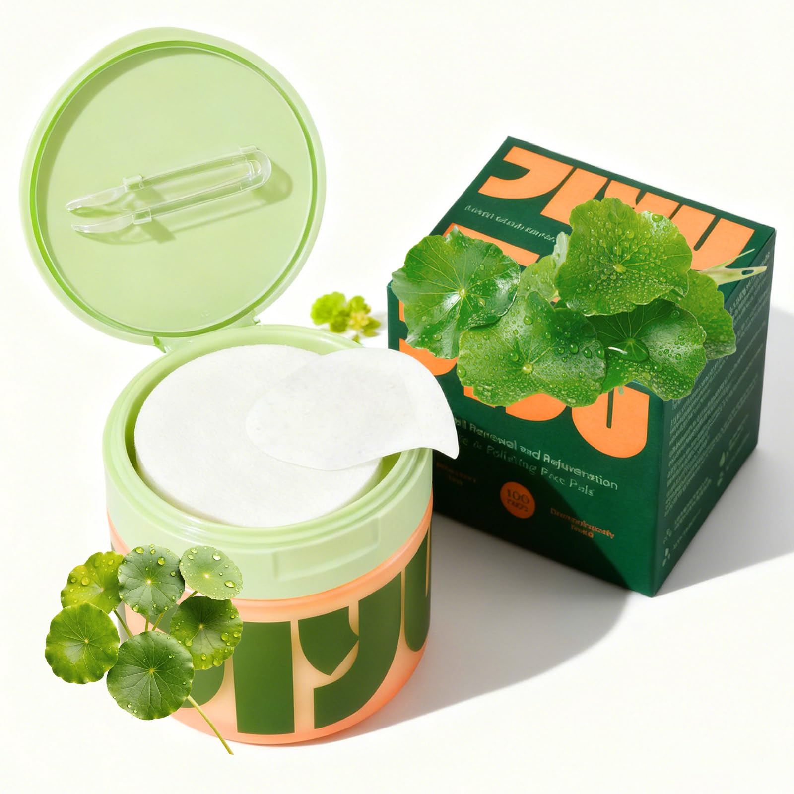 100 Pcs Centella Face Exfoliator Pad, Korean Toner Pads, Dark Spot Remover For Face Exfoliating Pads, Korean Skincare For Brightening Skin - Soothing Cotton Pad For Glowing, Clear Complexion