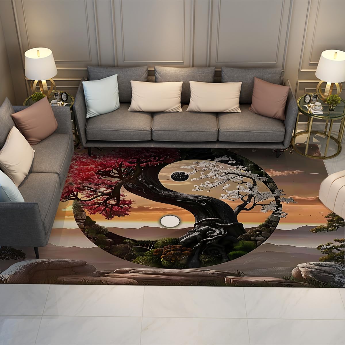 Tapis de salon de style chinois pour créer un coin zen dans la chambre