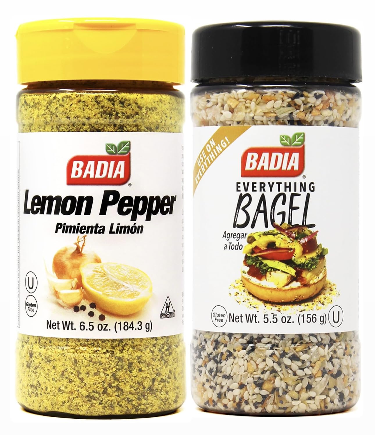Badia Seasoning Combo Pack LEMON PEPPER 184.3g & EVERYTHING BAGEL 156g | Twin Pack | Gluten Free | Each One | USE on Everything !