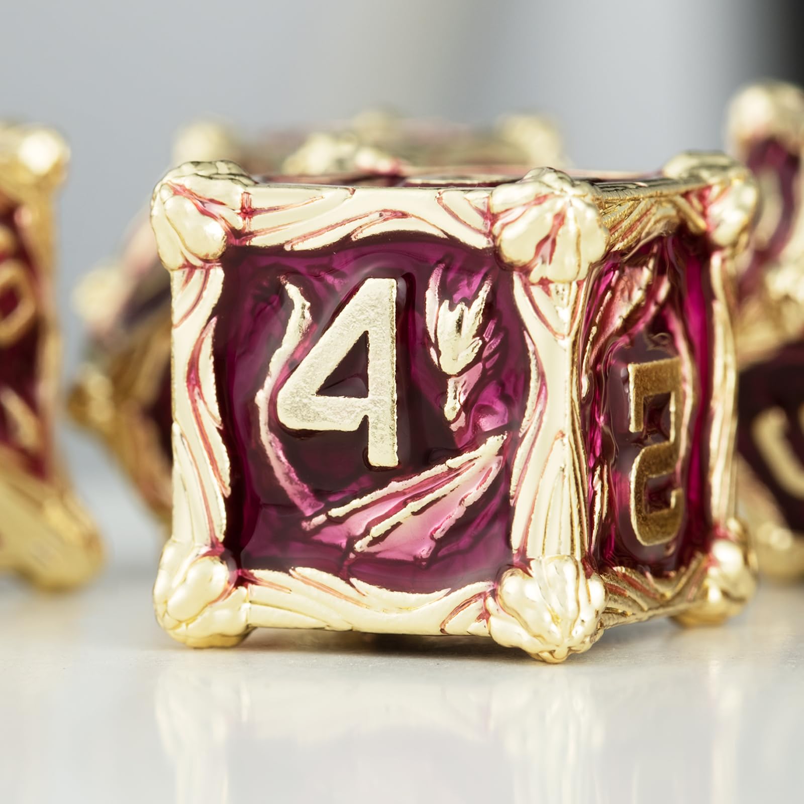 Surpass DND dice Set Metal Polyhedral Dice RPG MTG dice d&d dice 7piece Set red for Dungeons and Dragons (Rose Gold)