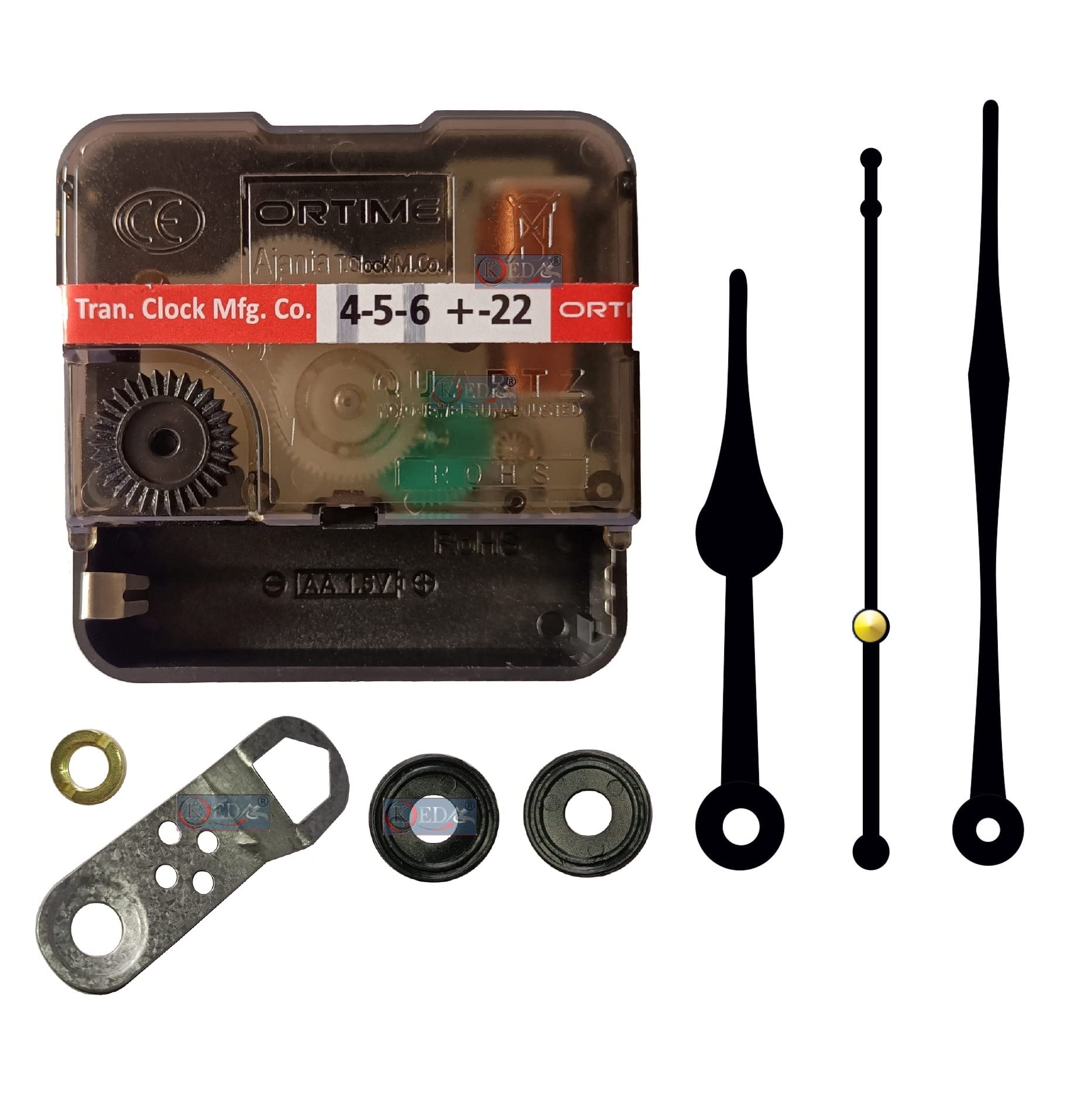 KEDAR® Ajanta Quartz Ortime Ticking Movement Machine for Wall Clock with Fancy Needles (Made in India) Ortime-A043