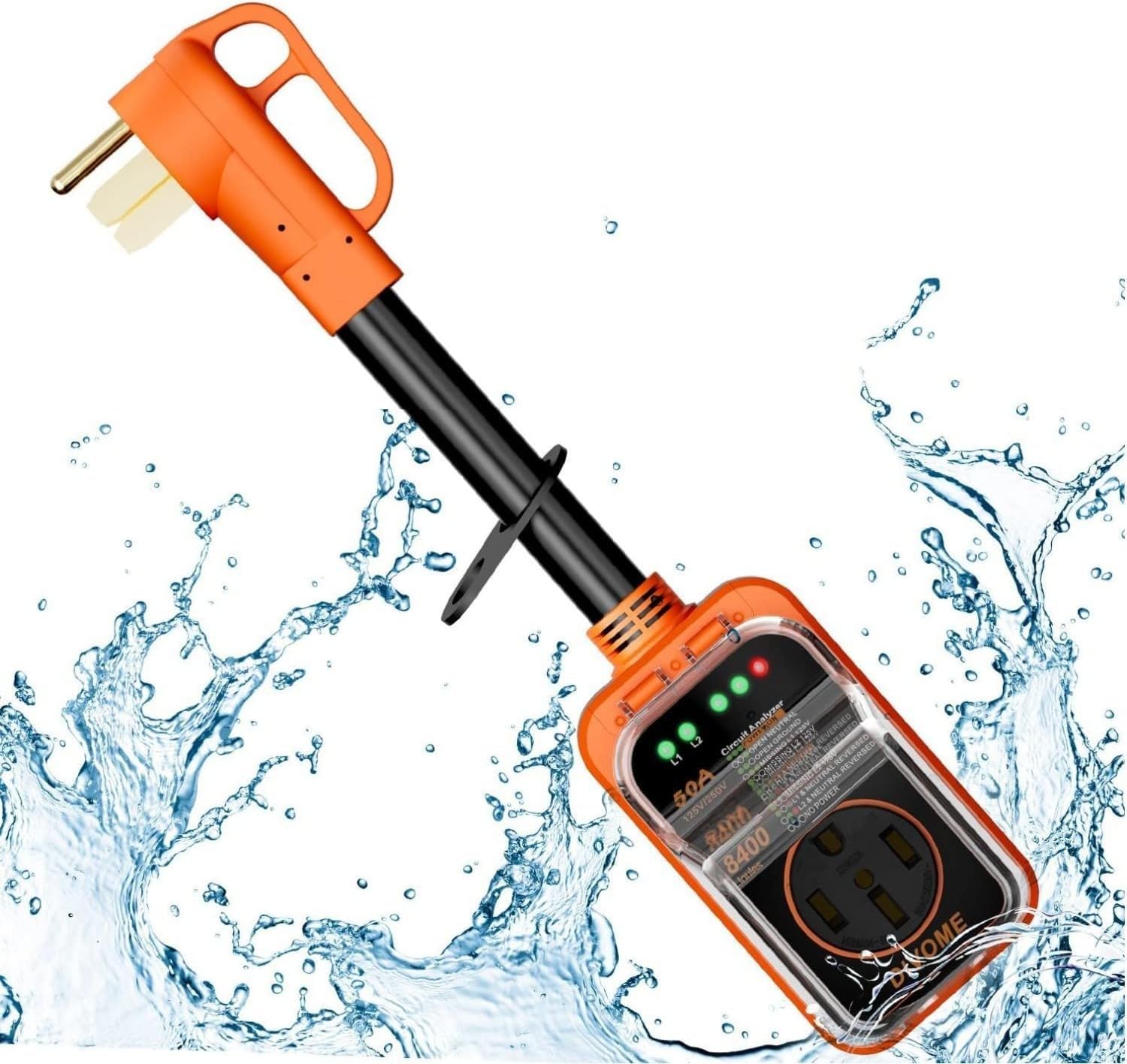 RV Surge Protector 50 Amp - Upgraded 8400 Joules RV Circuit Analyzer with Waterproof Cover, RV Adapter Plug for Camper Accessories for Travel Trailers