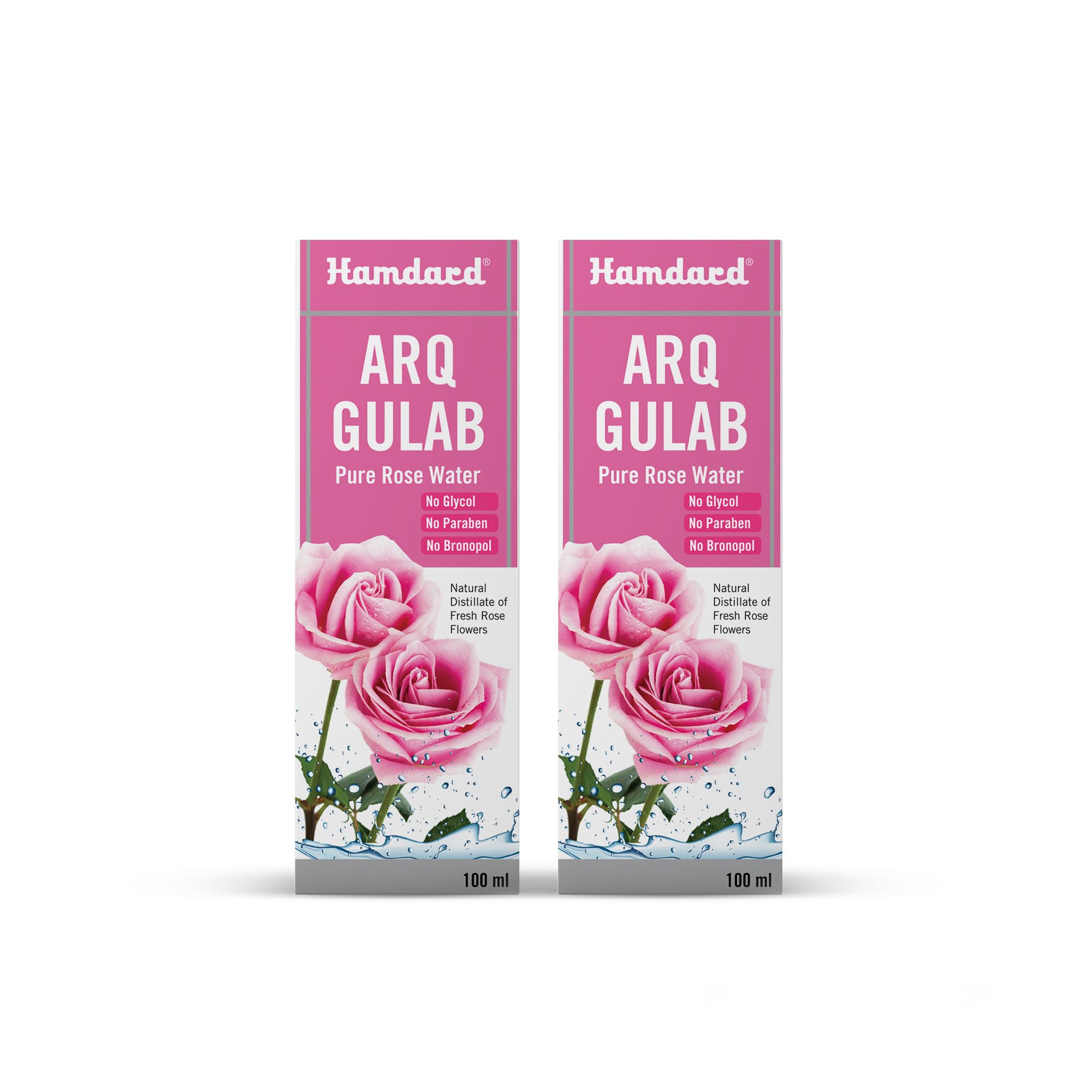 Hamdard Arq Gulab 100% Pure Rose Water 100ml (Pack of 2)