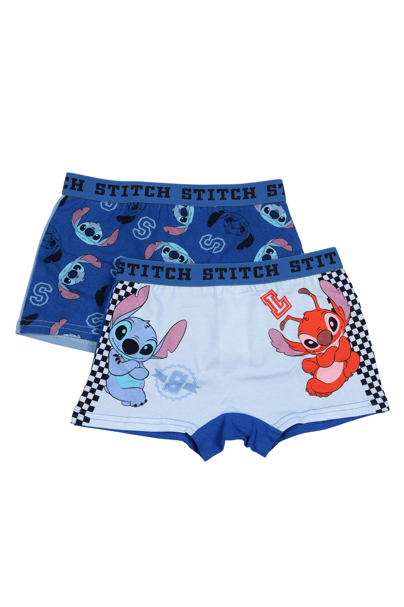 Disney Store Set of 2 Stitch Boxer Shorts for Children and Teenagers, Character Underwear, Cotton, blue, 4-5 anni