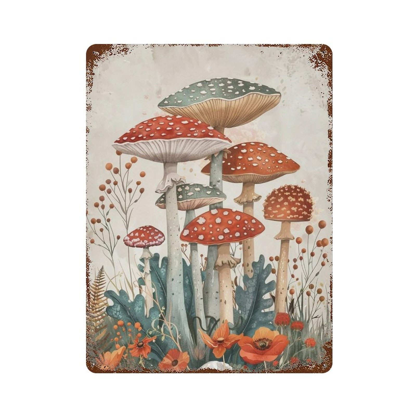 HDURYEYRYY Colorful Fantasy Mushroom Floral 03 Wall Retro Iron Vintage Art Metal Tin Sign Poster Modern Home Cofffee Club Art Bar Shop Decor 40x30cm