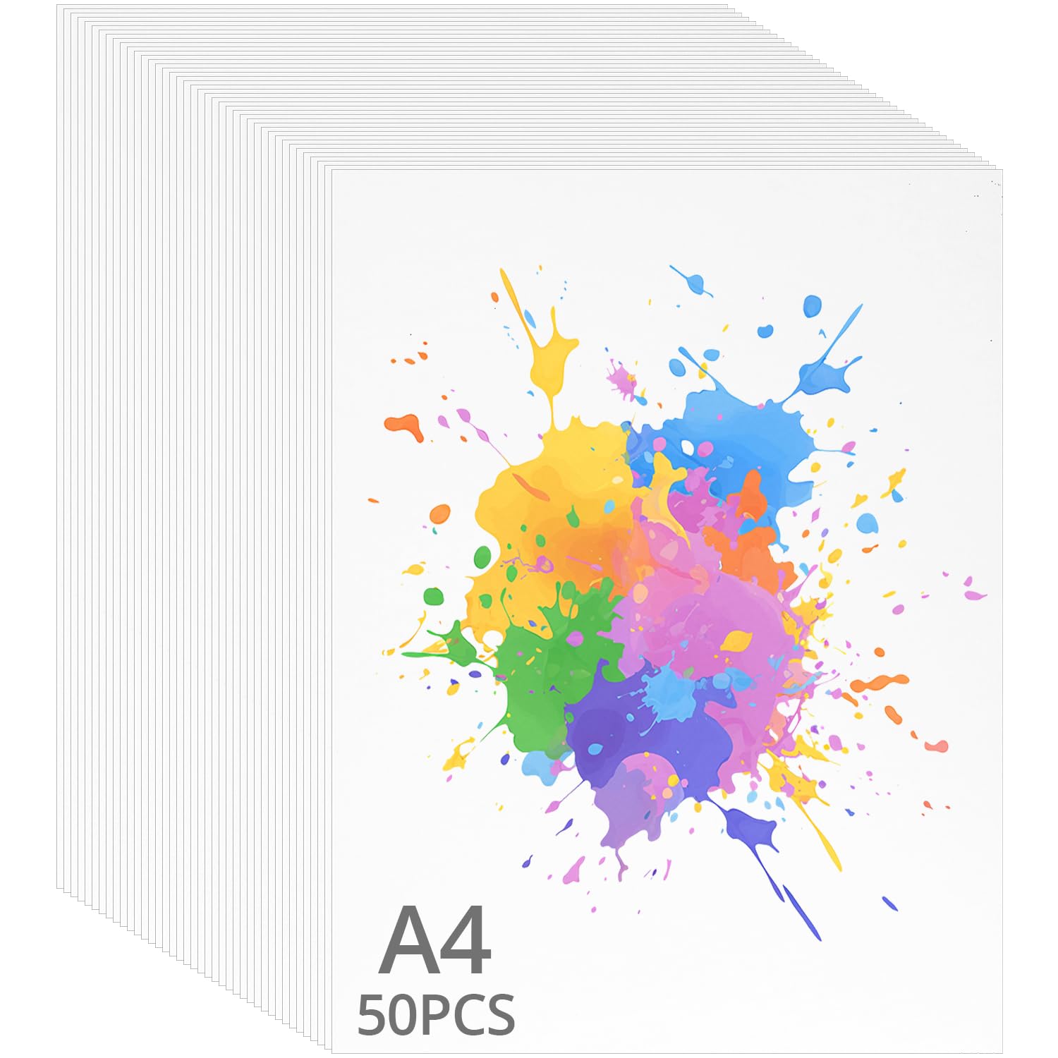 QWORK® 50 Sheets A4 Watercolour Paper, 300 GSM Watercolour Paint Pad, for Drawing, Sketching, Painting