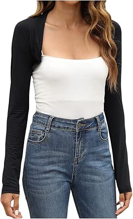 Ubuy Crop Top Long Sleeve Bolero Shrug Workout Shrug Bettysays