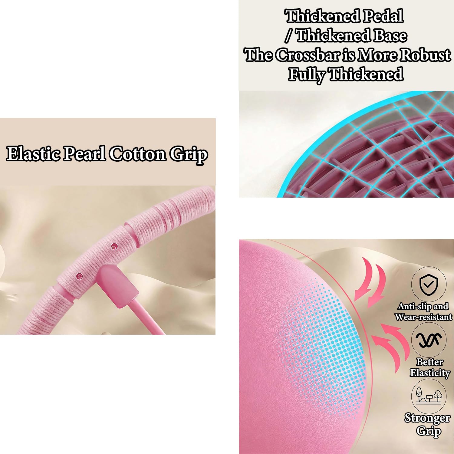 Balón de Salto Equilibrado para Niños, Pelota Pogo con Mango, Antideslizante, Juguete Deportivo para Casa, Jardín, Juego y Ejercicio Físico (Rosa)
