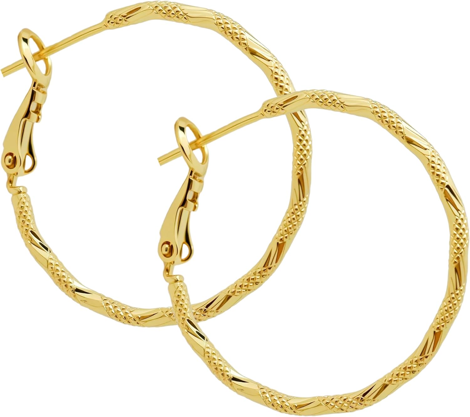 ToHeart Gold Hoop Earrings for Women Twist Hoop Earrings Gold Plated