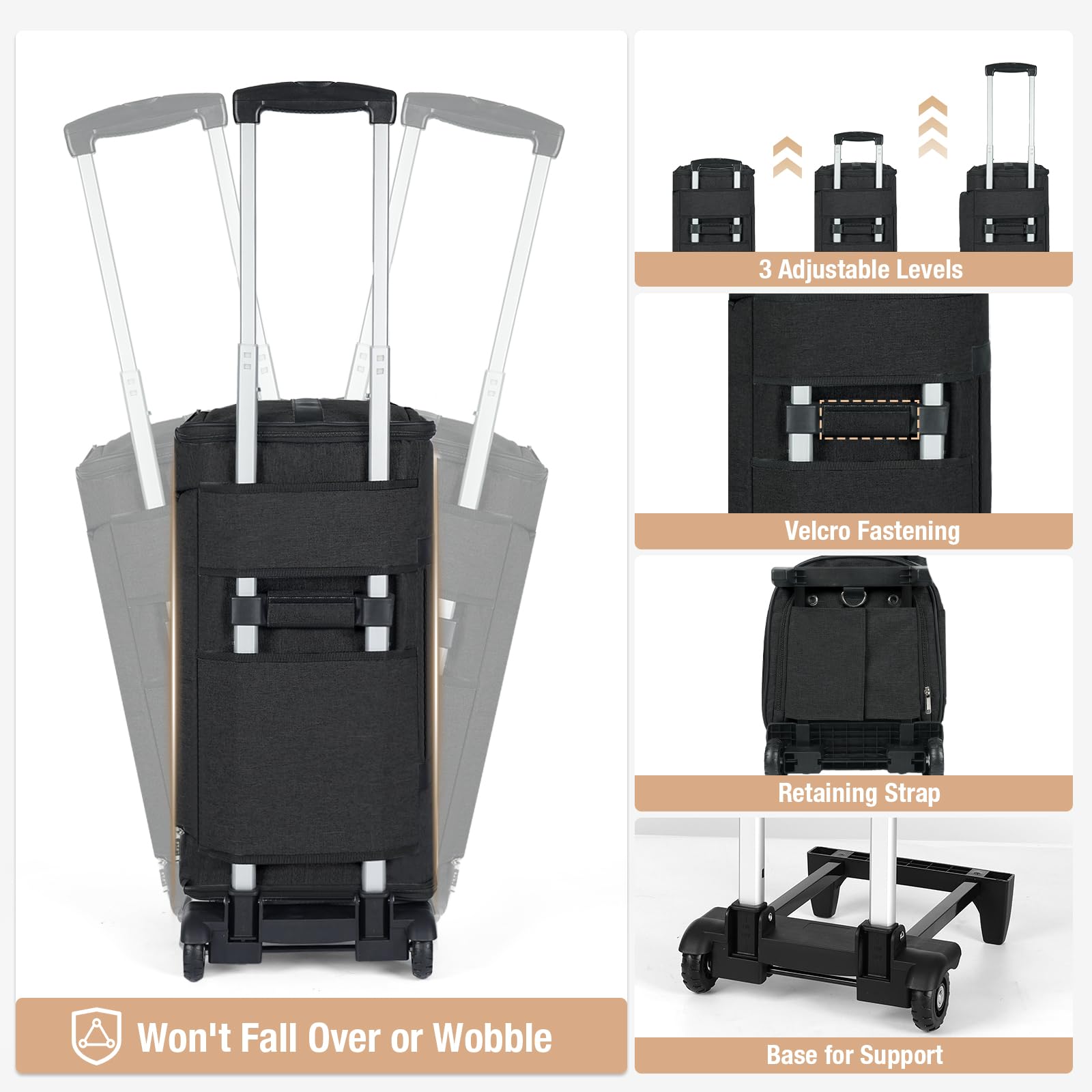 Sac à Vêtements pour Voyage avec roulettes, 3 en 1 Convertible Housses de Costume Homme, Housses de Vêtements avec Compartiment Chaussures, Sac à Bagage à Main de Voyage avec Roues, Noir