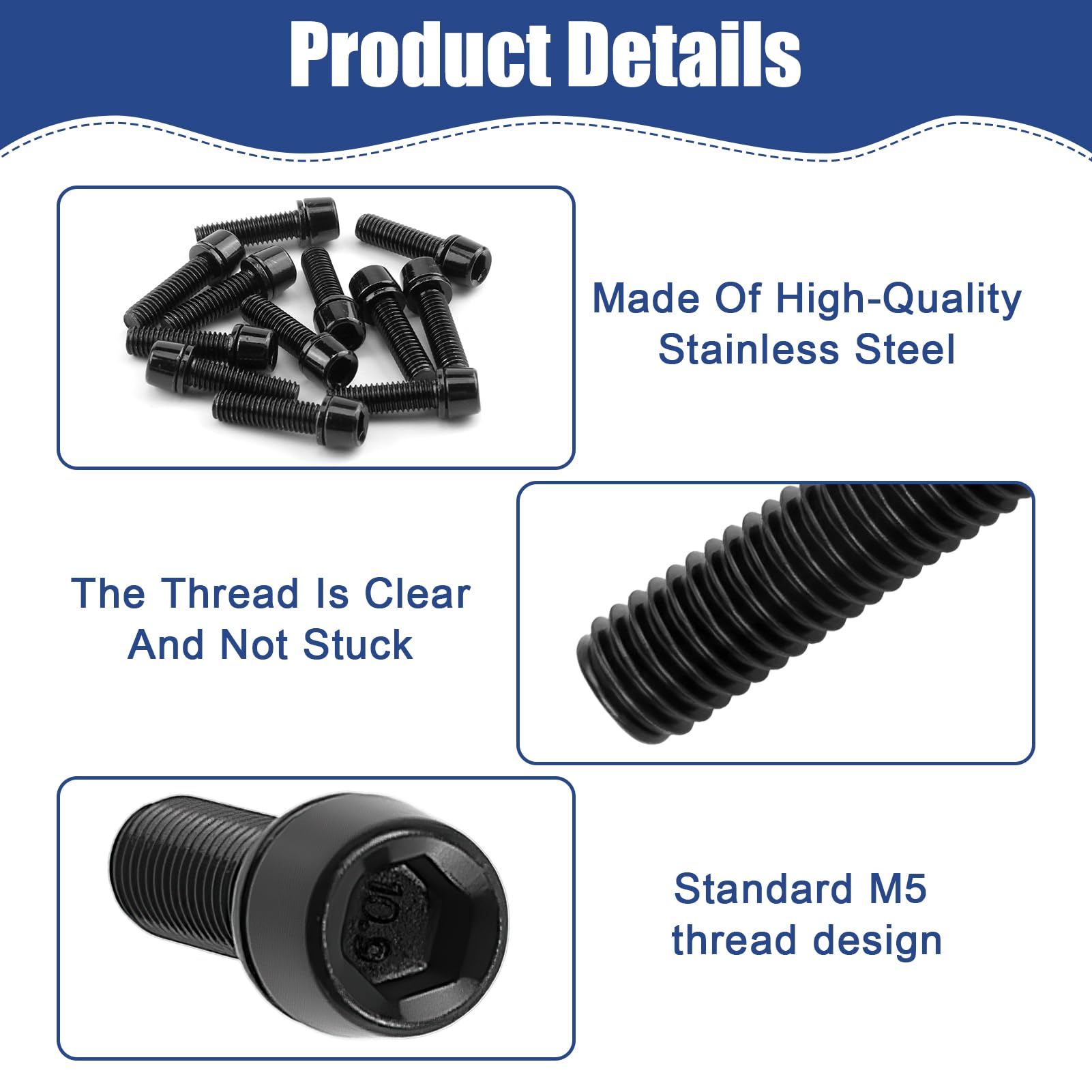 12 Pezzi M5x18mm Bici Stelo Bulloni con Rondella Viti Fisse Acciaio Inox per Stelo Bici Sfiato Nero con Una Chiave a Brugola da 4 mm Vite da Bicicletta per Bike da Strada Kit Riparazione Ciclismo