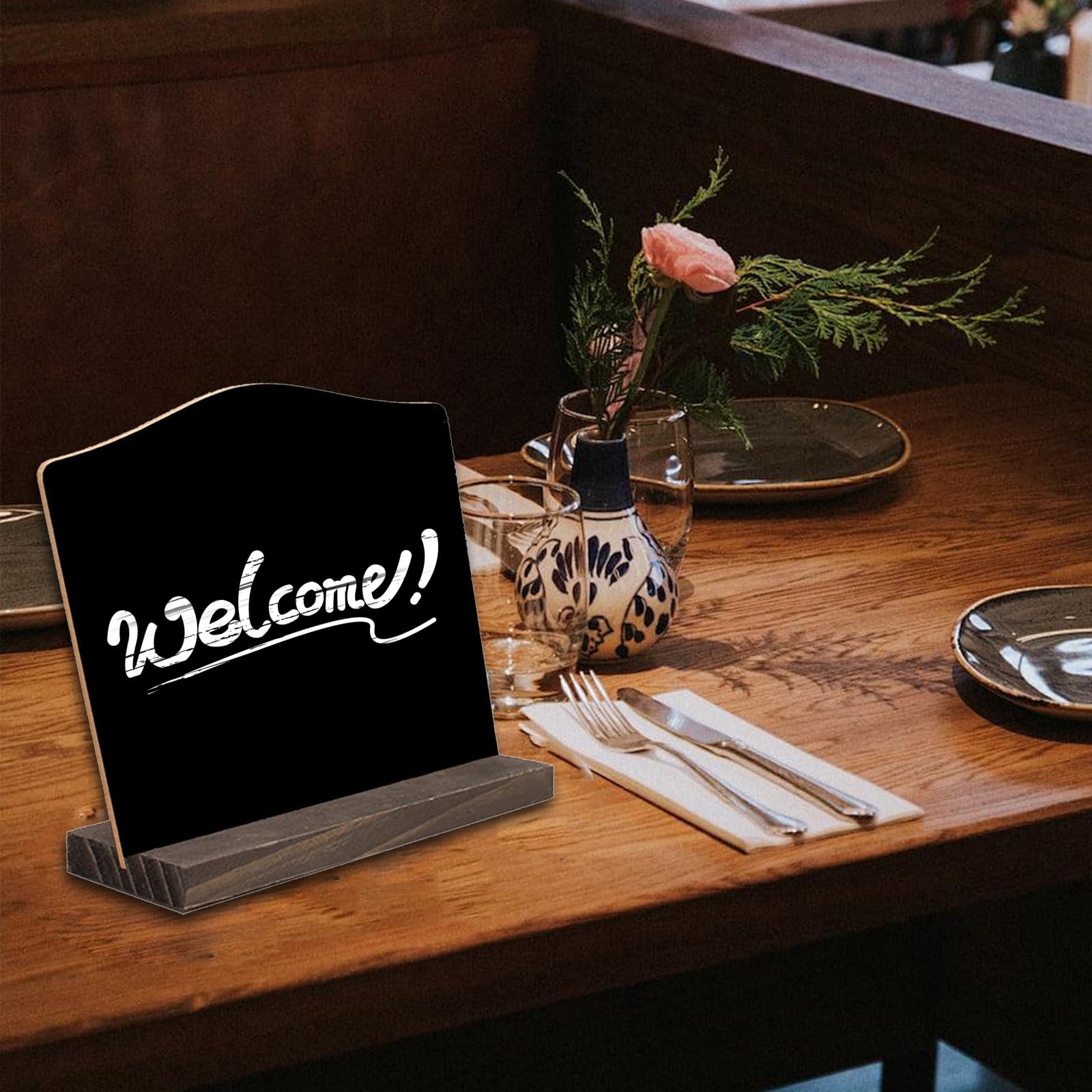 Tischkreidetafeln mit Holzständer, Nachrichtentafel, Tischnummer, Lebensmittel, kleine Tafel für Hochzeit, 8 Stück