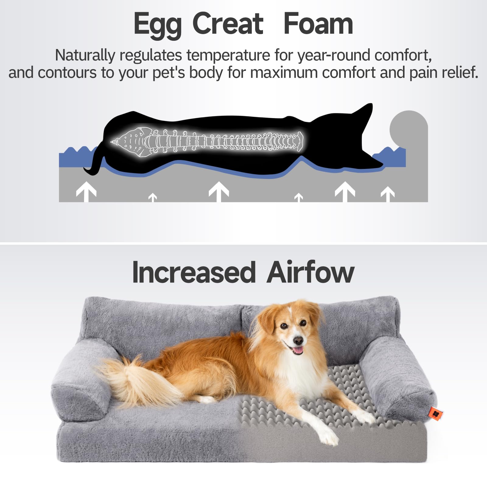 HANHAN Lit Extra Grand Pour Chien Avec Toit XXL, Maison Pour Chien De Taille Moyenne, Coussin Orthopédique Douillet, Panier En Osier Apaisant Et Confortable, Coussin Chauffant Chaud, XXL, Chenil