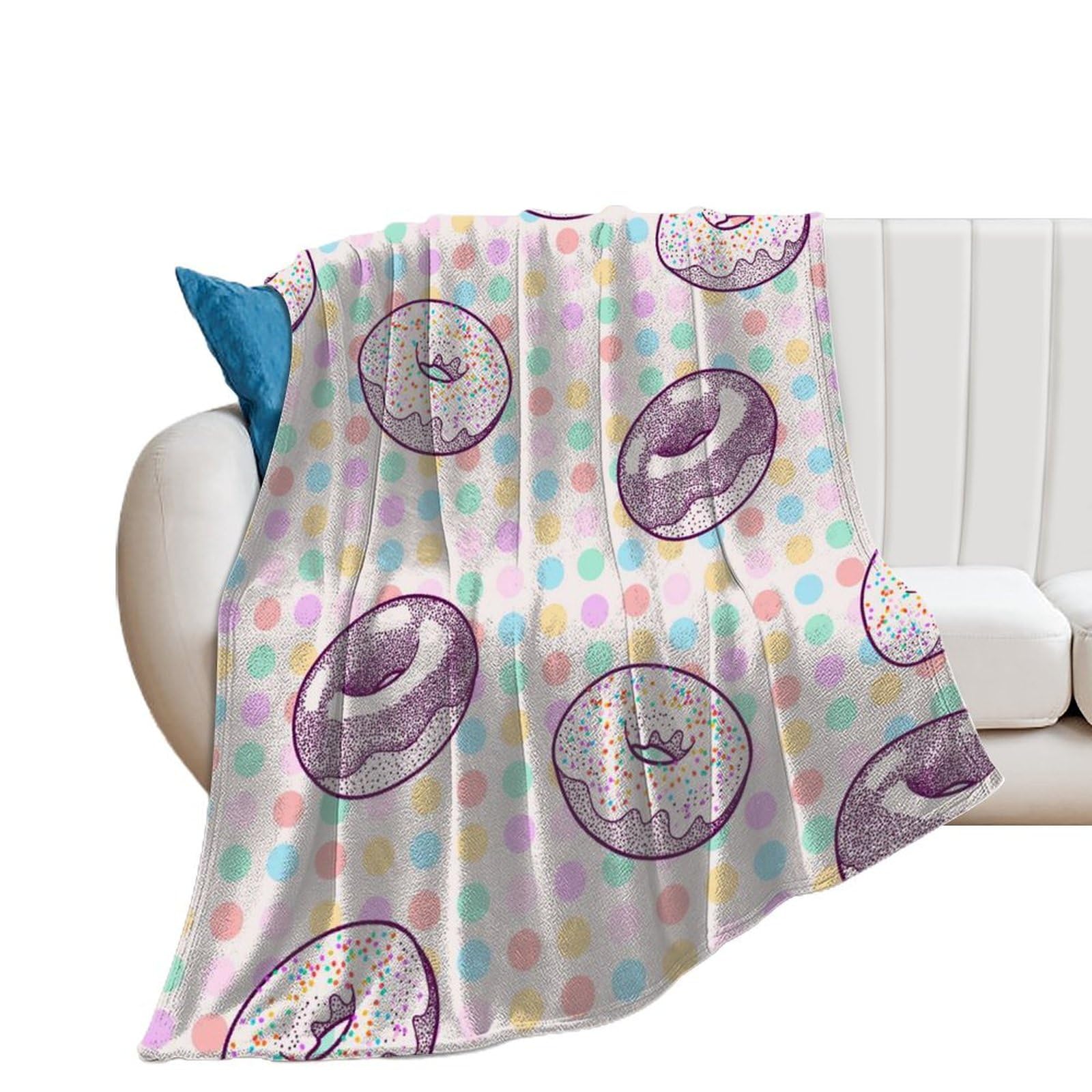 Couverture polaire donut violet grand plaid flanelle 150x200 pour soirée cinéma au salon