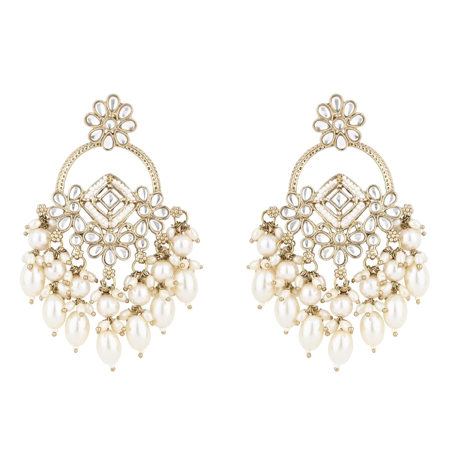 I Jewels Gold Plated Traditional Handcrafted Kundan Pearl Chandbali Dangle Earrings for Women/Girls (E3223W) (B0D638XYR8) Amazon Price History, Amazon Price Tracker