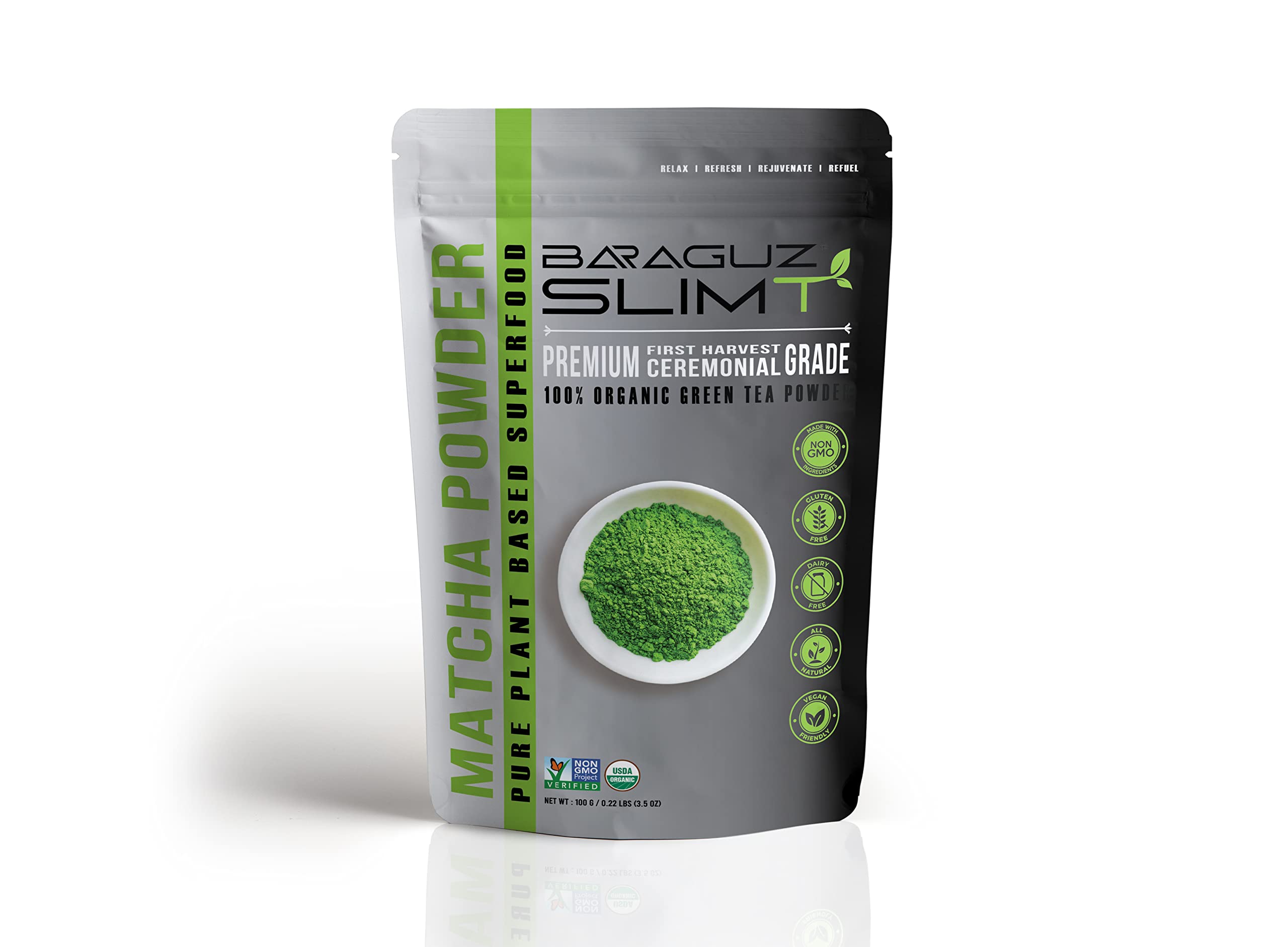 Baraguz SlimT Organic Ceremonial Grade Matcha Green Tea Powder - Authentic Premium First Harvest 3 53 Ounces