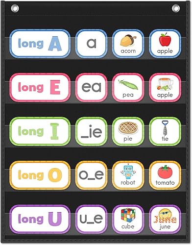 Vista 14 de Godery PreK-12 - Tabla de bolsillo estándar para centros de aula, palabras de pared para aula, suministros de enseñanza en casa (azul)