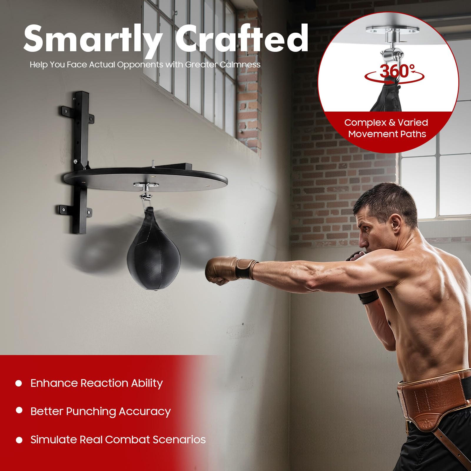 Speed Bag Plataforma Kit de Plataforma Profesional de Altura Ajustable con Bomba y Aguja de Inflación para Casa Gimnasio 60 x 60 cm