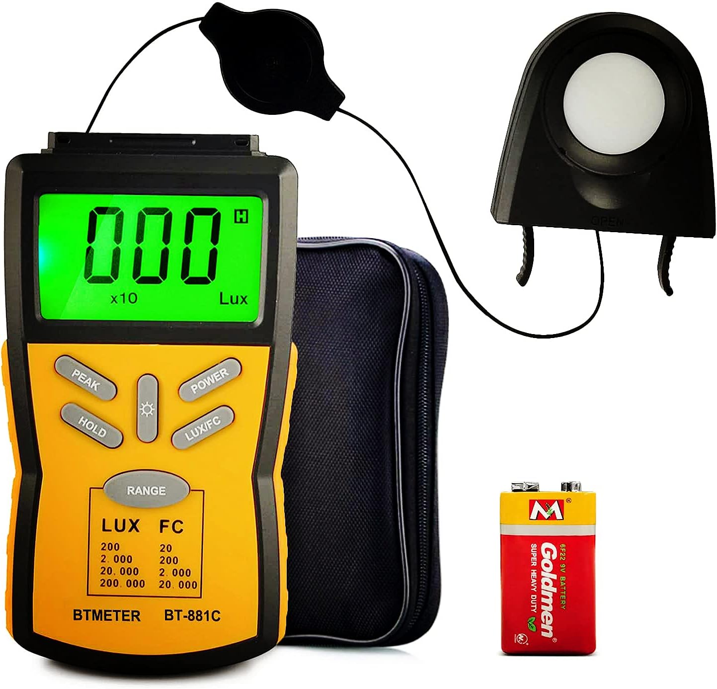 BTMETER Digital Illuminance Light Meter BT881C,Lumen/FC Photometer