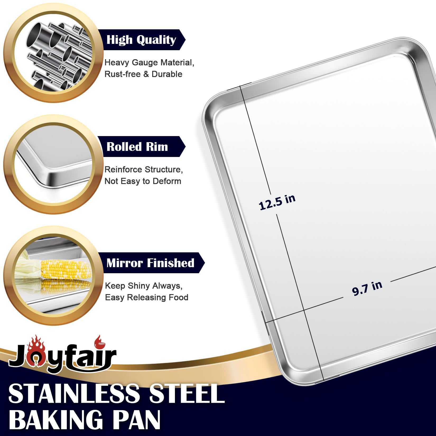 Joyfair Baking Sheet with Rack Set of 4 (12.5 inch) 2