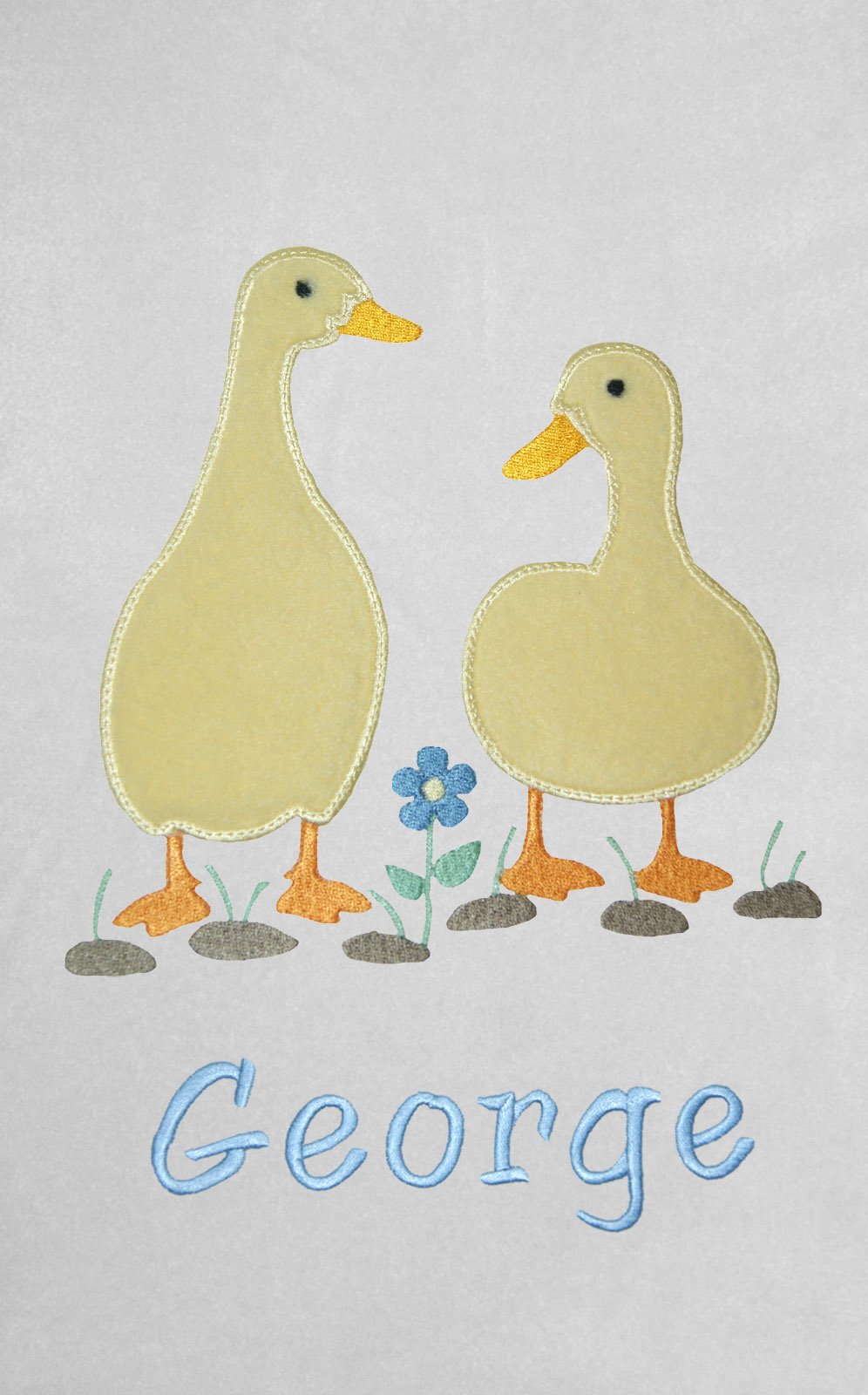 Sew Sew Special Boys White ’S Personalised Applique Cute Ducks Super Soft Fleece Blanket. (White)