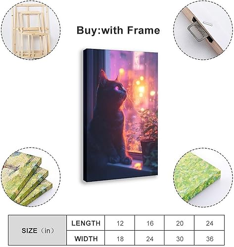 Miniatura 2 de ZMLIS Vaporwave Cat Wall Art  Y2K Cyber Aesthetic Poster  Retro Futuristic Room Decor Poster Canvas Artwork Prints Rustic Farmhouse Decorations for