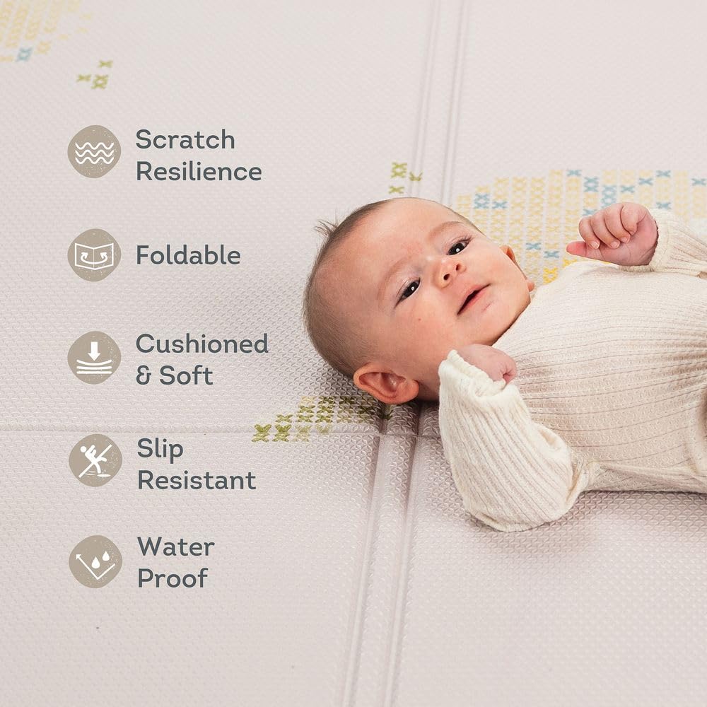 Taf Toys Fold & Play Bloom – Wendbare Spielmatte aus Schaumstoff – Ultra-strapazierfähige, wasserdichte, gepolsterte Oberfläche, faltbar – ideal für Babys und Kleinkinder, 140 x 140 cm