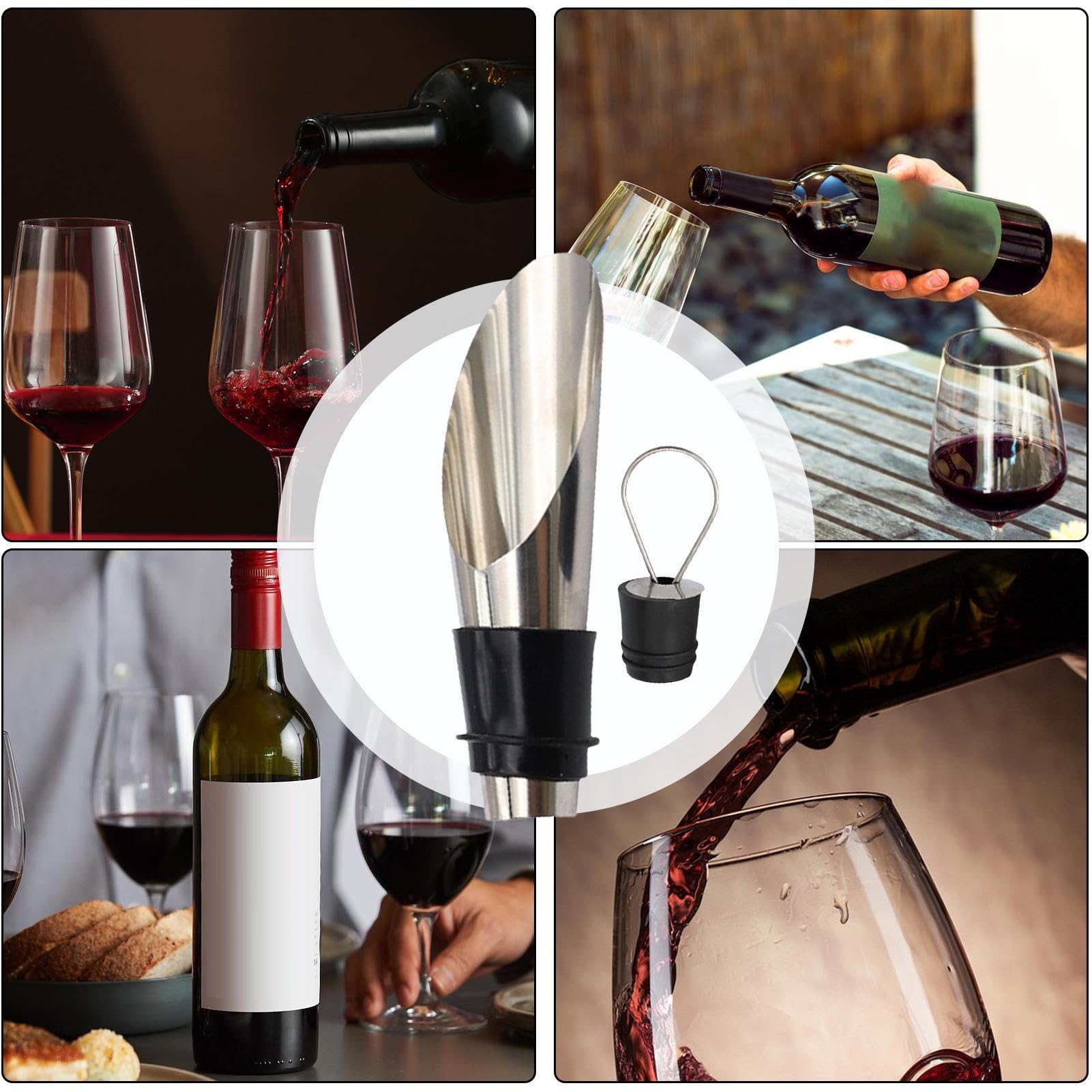 Stainless Wine Stopper Pourer – 2 Pack Bottle Disc Set, Easy Flow Beverage Tool, Leak Resistant Seal | Cocktail Wine Bar Accessories For Home Entertaining Dinner Parties Kitchen Drinks Use