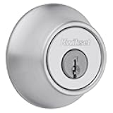 Kwikset 660 Deadbolt Deadbolt Lock, Satin Chrome Round Exterior Keyed Front Entry Door, Single Cylinder Dead Bolt