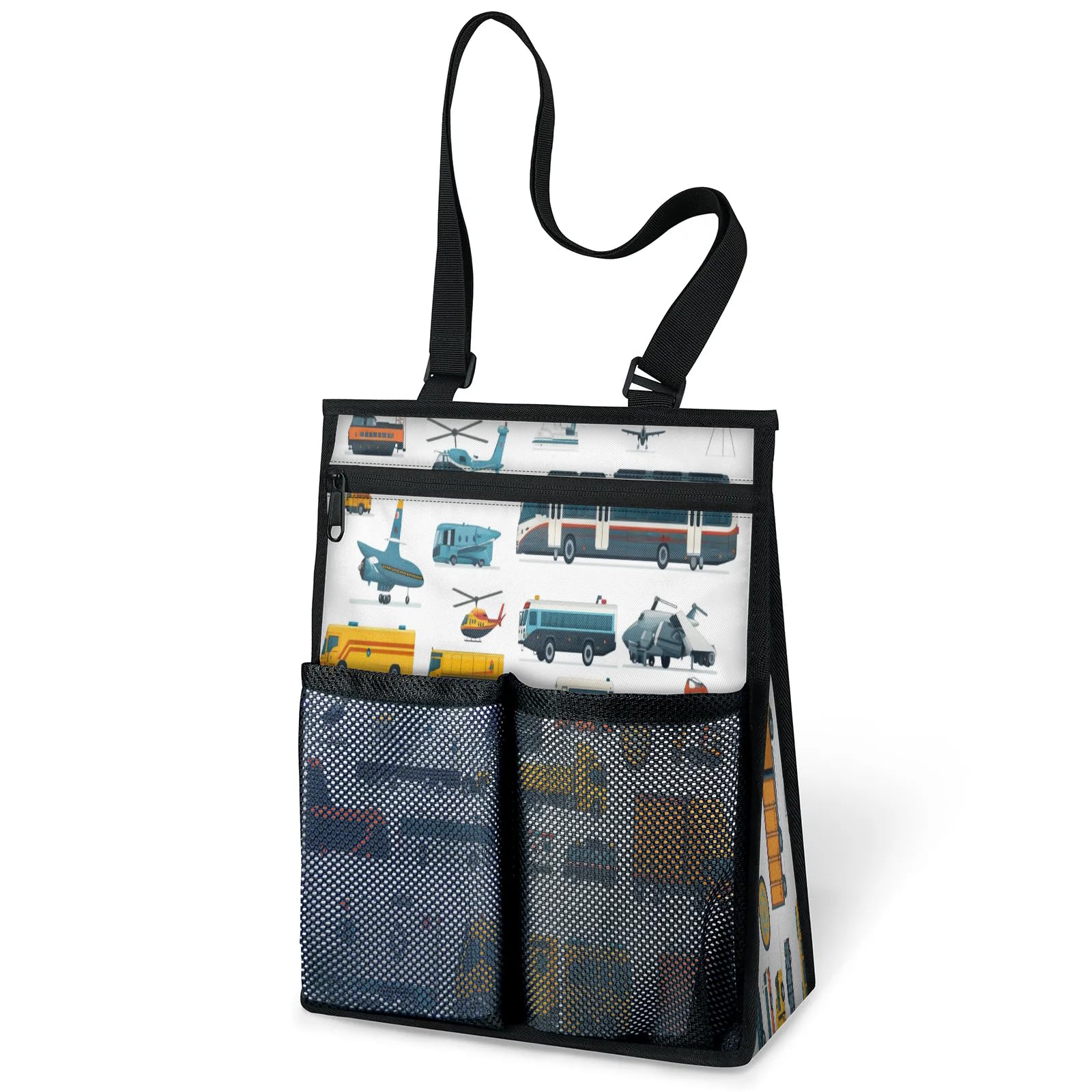 Ourtheme Cars Train Airplane Portable Shower Bag for Travel Gym Camp Beach Tote Shower Caddy Bags Hanging Toiletry