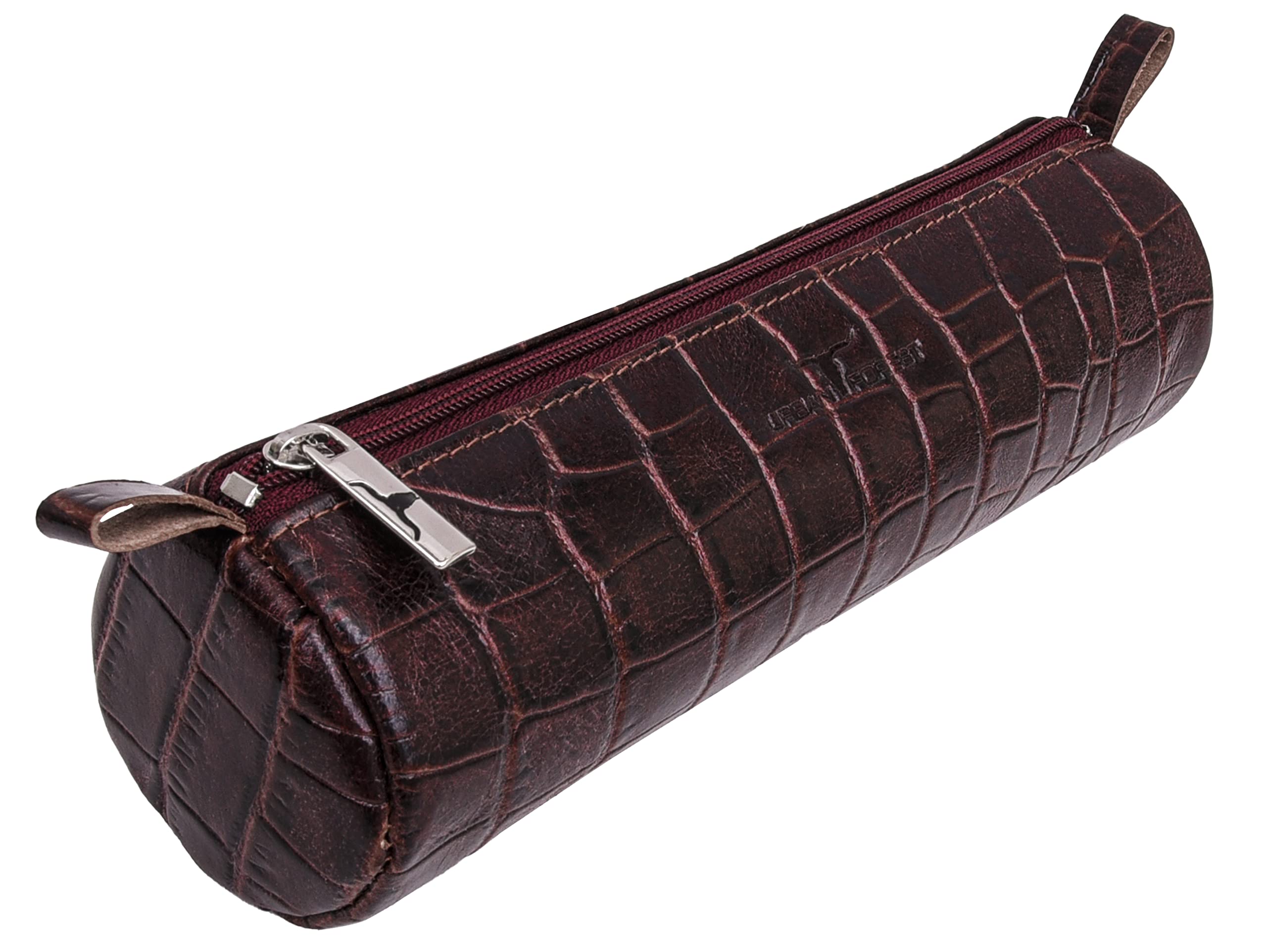 URBAN FOREST Leather Toby Printed Brown Pencil Pouch For Travel Accessories| Utility Pouch | Pencil Case | Pencil Box For Boys