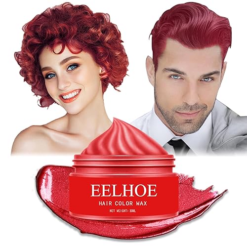 Color de cera temporal para el cabello, color rojo, no tóxico, color instantáneo, color crema temporal lavable para el cabello, pomadas de cabello