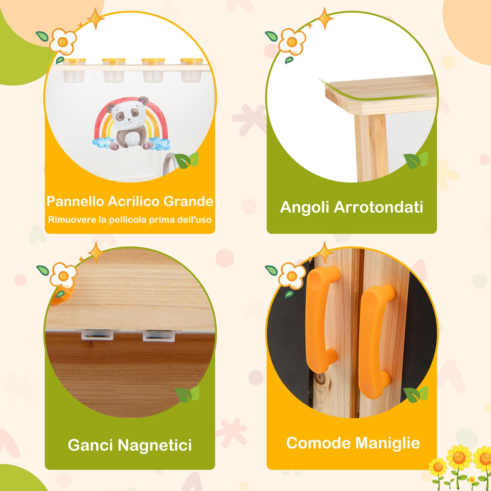 RELAX4LIFE Cucina Giocattolo per Bambini, Cucina da Esterno in Legno con Fornelli, Lavandino, Lavagna, Gessetti e Gomma, Cucina Giocattolo Interattiva per Bambini 3+ Anni (Cucina)