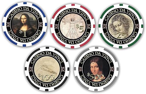 Miniatura 2 de DA VINCI Masterworks - Juego de fichas de póquer con 500 fichas con denominaciones, 2 mazos de cartas, 3 botones de distribuidor y 2 tarjetas
